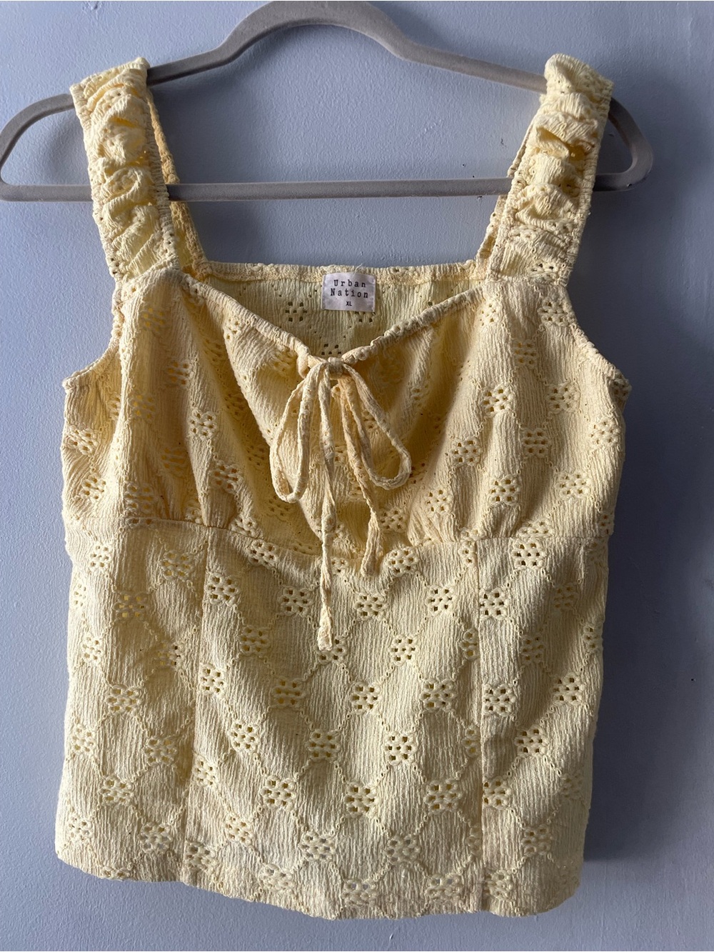 Yellow Eyelet Tie-Front Tank Top